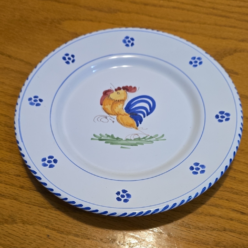 RARE L'ASSAINATO GROTTAGLIE Country French Rooster Plate Made In ITALY